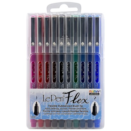 LePen Flex Marker, Brush Tip, 10 Pastel Colors, 10PK10PK -  MARVY UCHIDA, 480010A